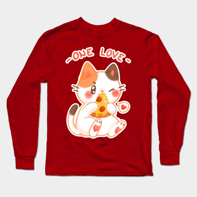 One love - Pizza cat Long Sleeve T-Shirt by linkitty